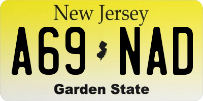 NJ license plate A69NAD