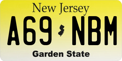 NJ license plate A69NBM