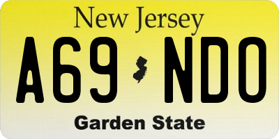 NJ license plate A69NDO