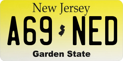 NJ license plate A69NED