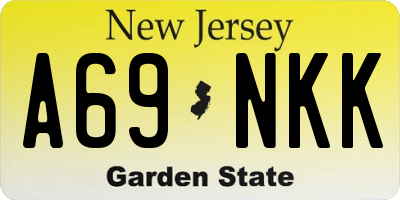 NJ license plate A69NKK