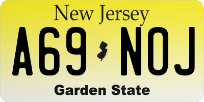 NJ license plate A69NOJ