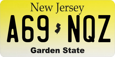 NJ license plate A69NQZ