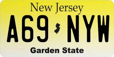 NJ license plate A69NYW