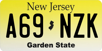 NJ license plate A69NZK