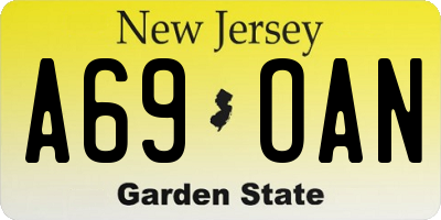 NJ license plate A69OAN