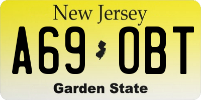 NJ license plate A69OBT