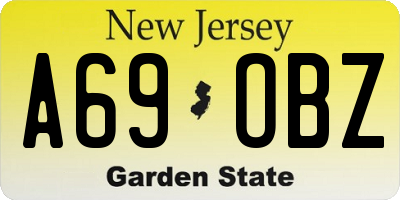 NJ license plate A69OBZ
