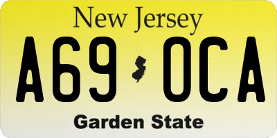 NJ license plate A69OCA