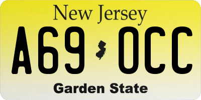 NJ license plate A69OCC