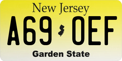 NJ license plate A69OEF