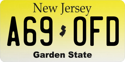 NJ license plate A69OFD