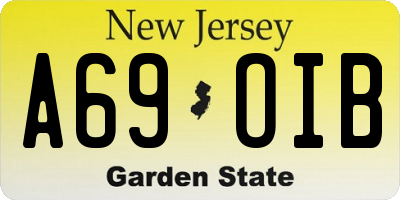 NJ license plate A69OIB
