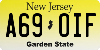NJ license plate A69OIF