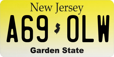NJ license plate A69OLW