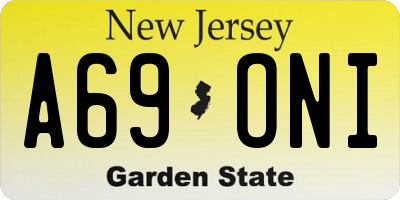 NJ license plate A69ONI