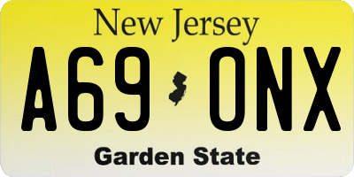 NJ license plate A69ONX