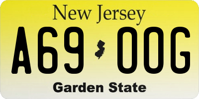 NJ license plate A69OOG