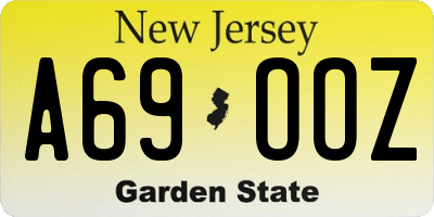 NJ license plate A69OOZ