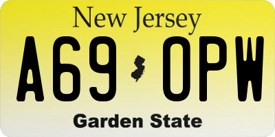 NJ license plate A69OPW