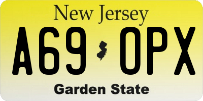 NJ license plate A69OPX