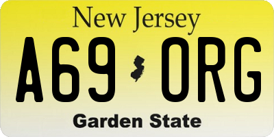 NJ license plate A69ORG