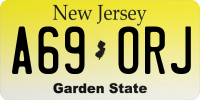 NJ license plate A69ORJ