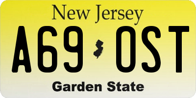 NJ license plate A69OST
