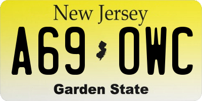 NJ license plate A69OWC