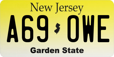 NJ license plate A69OWE