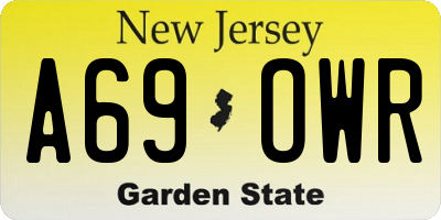 NJ license plate A69OWR