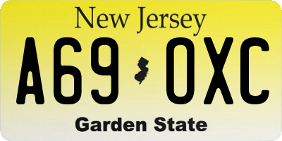 NJ license plate A69OXC