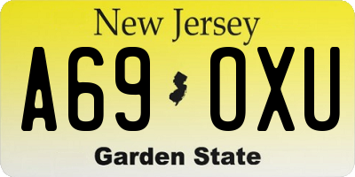 NJ license plate A69OXU