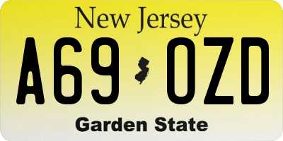 NJ license plate A69OZD