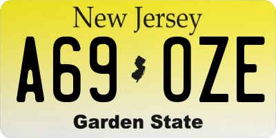 NJ license plate A69OZE