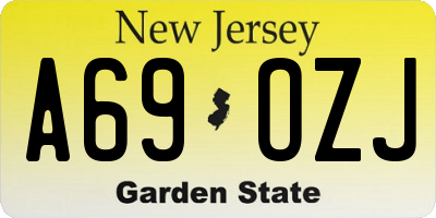NJ license plate A69OZJ