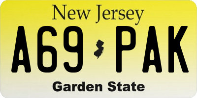 NJ license plate A69PAK