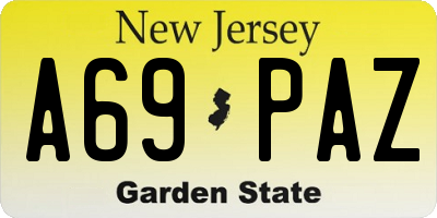 NJ license plate A69PAZ