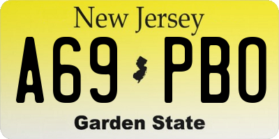 NJ license plate A69PBO