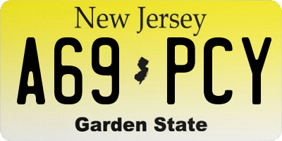 NJ license plate A69PCY