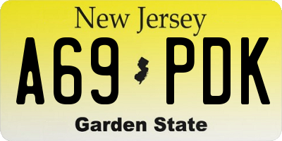 NJ license plate A69PDK