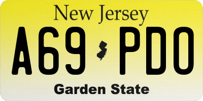 NJ license plate A69PDO