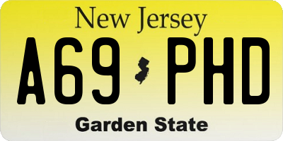 NJ license plate A69PHD