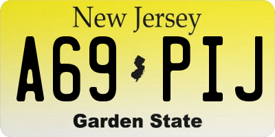 NJ license plate A69PIJ