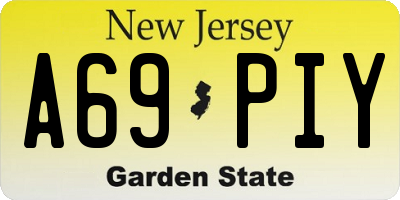 NJ license plate A69PIY