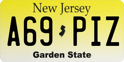 NJ license plate A69PIZ