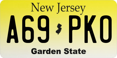 NJ license plate A69PKO