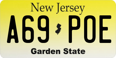 NJ license plate A69POE