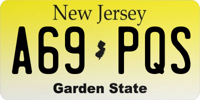 NJ license plate A69PQS