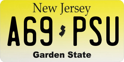 NJ license plate A69PSU